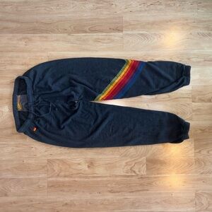 Aviator Nation Charcoal Joggers with Colorful Stripe